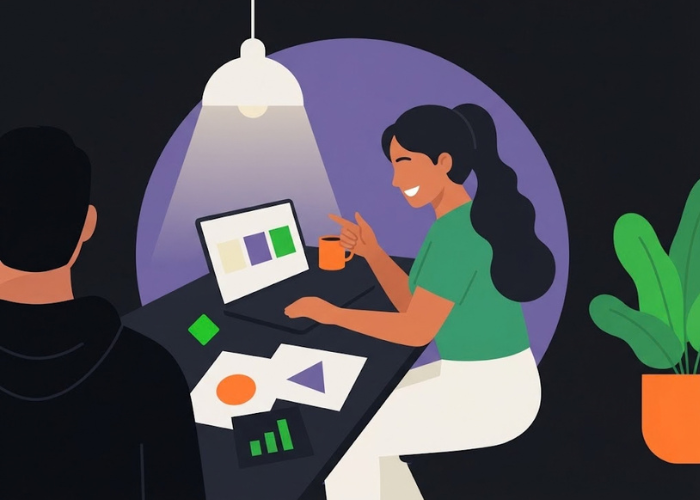 Servicios de agencia creativa: clienta revisando su web y su identidad visual con Ronin Digital